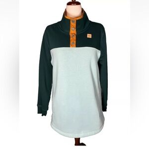 Moosejaw Women's Long Weekend 1/4 Snap Pullover Sweatshirt Green Size XL